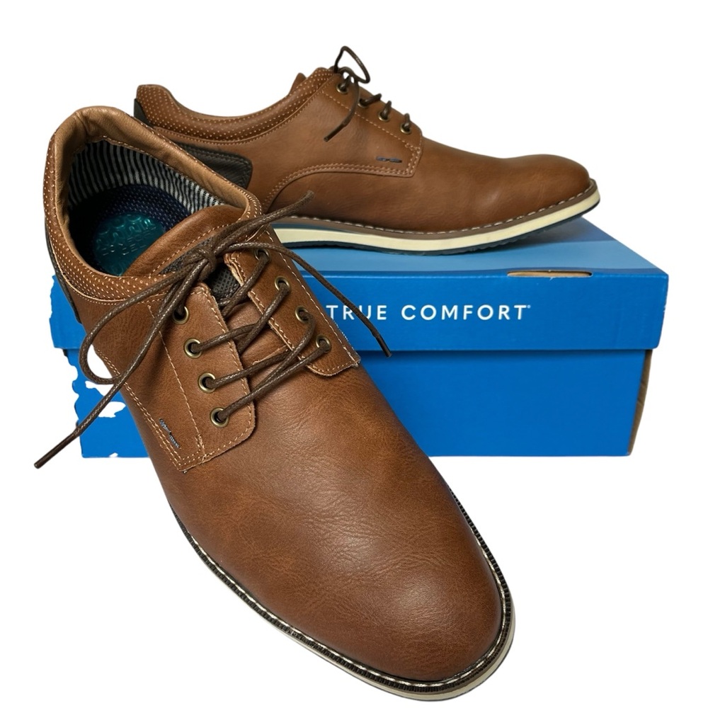 Nunn Bush Mens Hyde II PT Oxfords W/ Comfort Gel & Memory Foam Size 11M Cognac